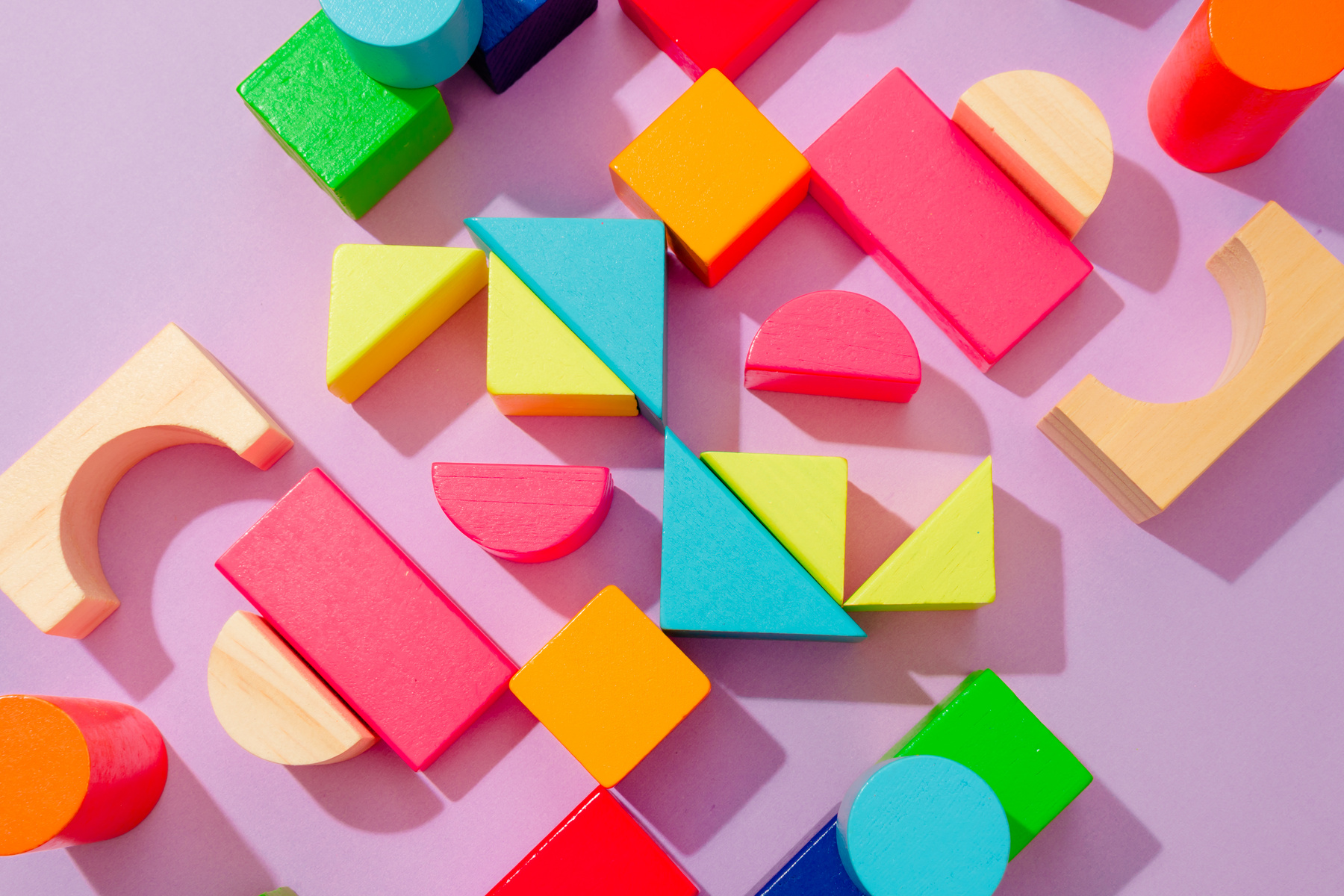 Colorful Wooden Blocks and Shapes 